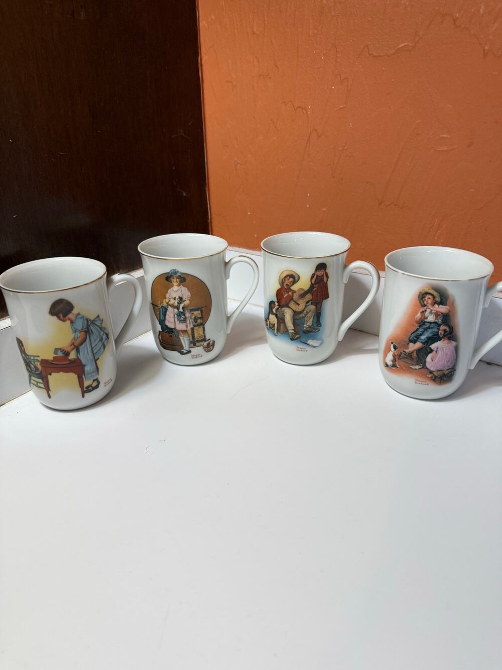 Vintage 1981 Set of 4, Norman Rockwell Mugs